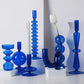 Portacandele in vetro blu