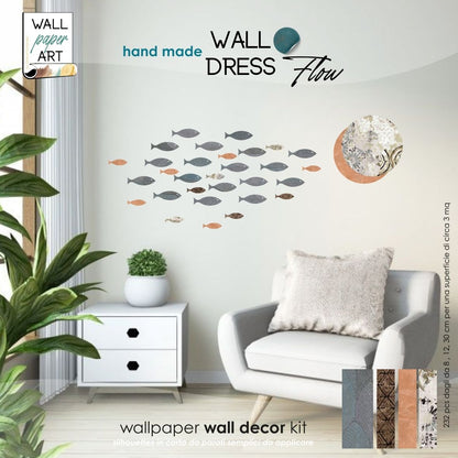 decoro da parete wall decor in carta da parati motivo floreale design artigianale wall paper art