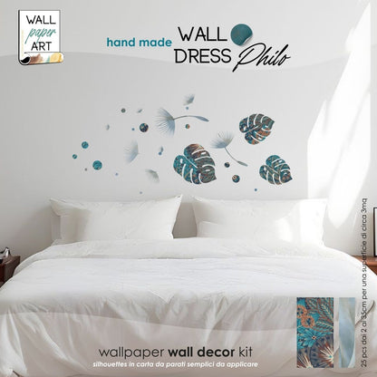 decoro da parete wall decor in carta da parati motivo floreale design artigianale wall paper art