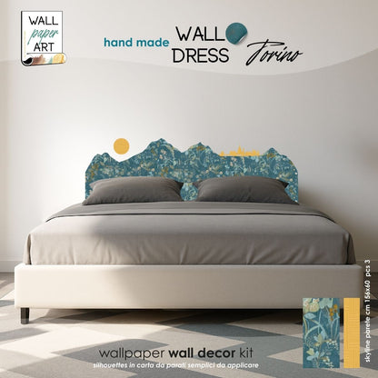 decoro da parete wall decor in carta da parati motivo floreale design artigianale wall paper art