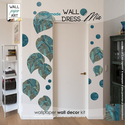 decoro da parete wall decor in carta da parati motivo floreale design artigianale wall paper art