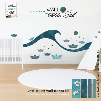 decoro da parete wall decor in carta da parati motivo floreale design artigianale wall paper art